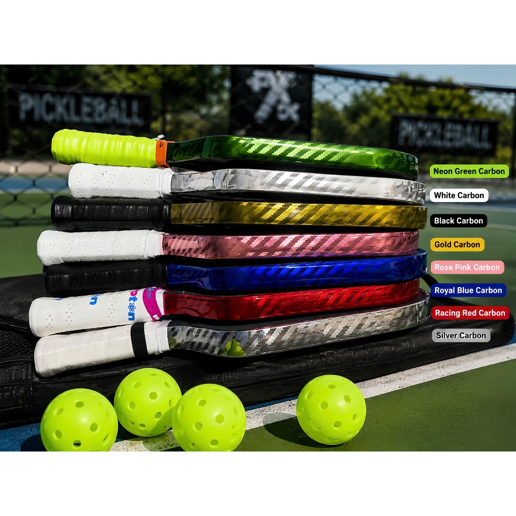Dán viền vợt pickleball METALLIC CARBON Tràn Viền Cao Cấp 16mm 14mm 8màu ánh kim dày dặn bảo vệ 2in1
