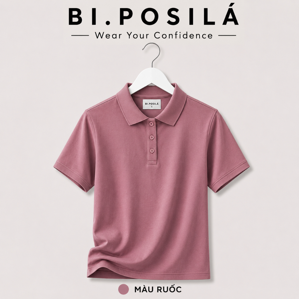 [A26-MẪU MỚI] ÁO THUN POLO NỮ CỔ TRỤ BASIC BI.POSILÁ TAY NGẮN, VẢI COTTON CO GIÃN 4 CHIỀU MÁT MẺ 40 - 68KG