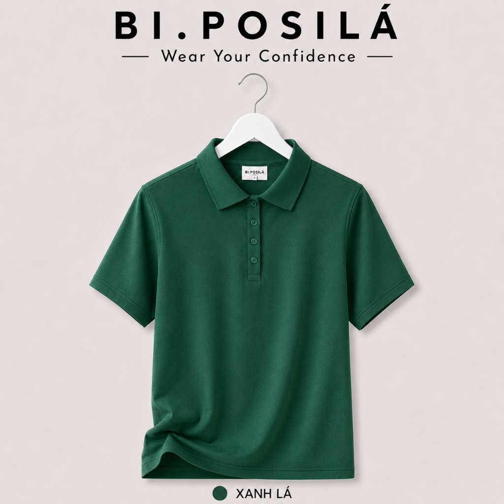 [A26-MẪU MỚI] ÁO THUN POLO NỮ CỔ TRỤ BASIC BI.POSILÁ TAY NGẮN, VẢI COTTON CO GIÃN 4 CHIỀU MÁT MẺ 40 - 68KG