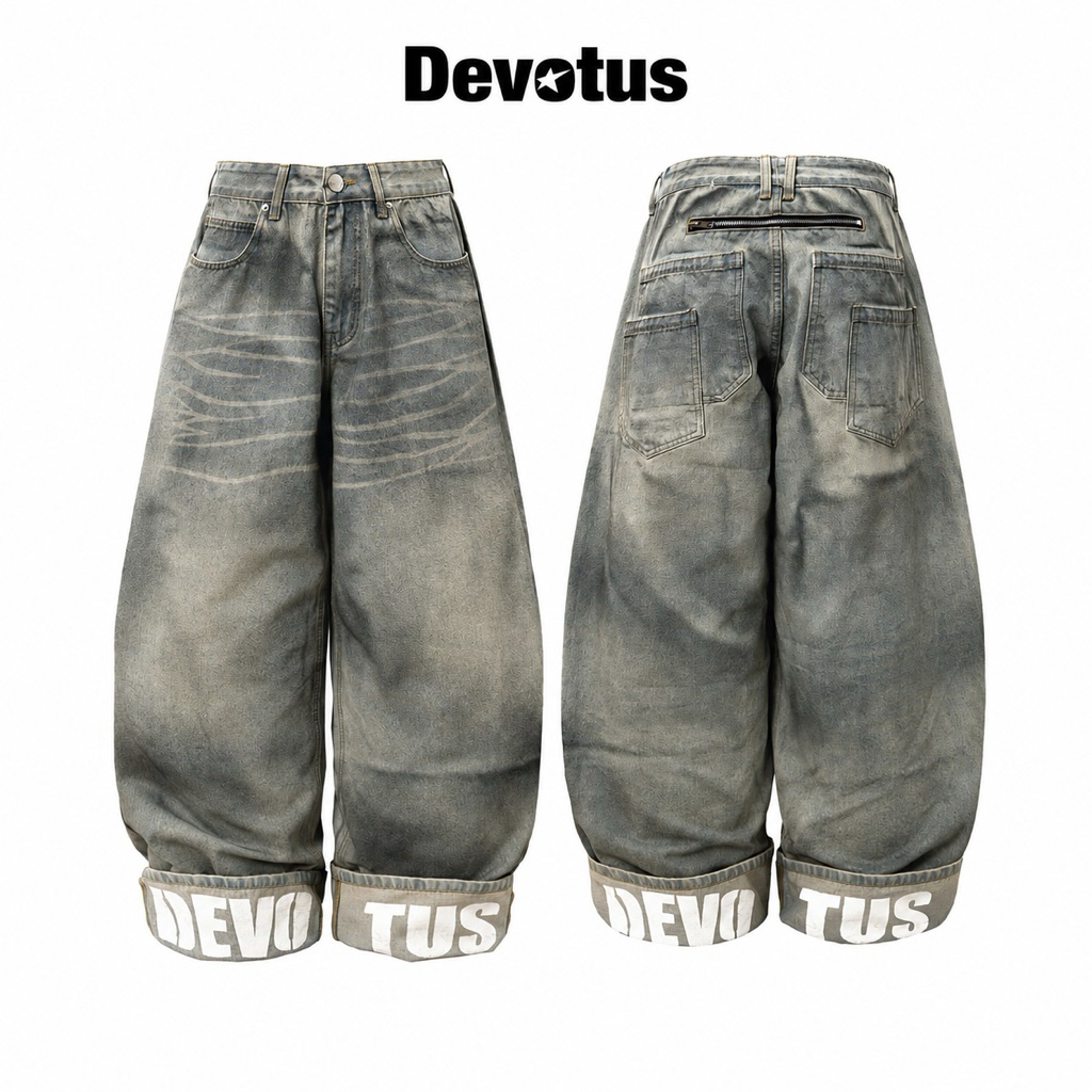 SET DENIM DEVOTUS Áo Khoác Denim Heat Jackets và Quần Baggy Ống Rộng In ...