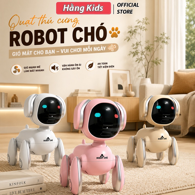 Quạt Để Bàn Không Cánh Hình Cún hoạt hình, USB, có thể sạc lại, có đèn ngủ, Quạt Mini sáng tạo