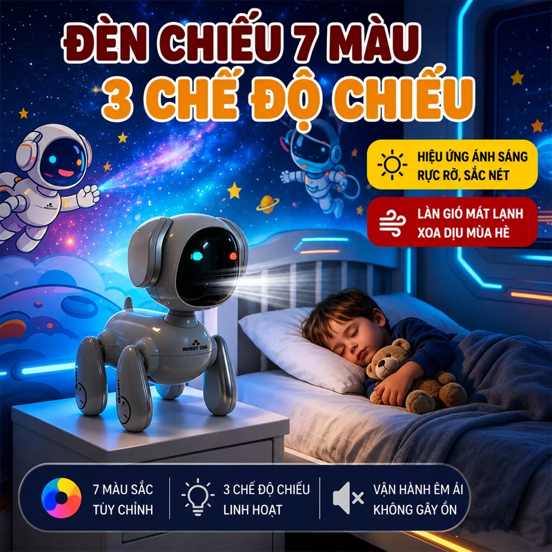 Quạt Để Bàn Không Cánh Hình Cún hoạt hình, USB, có thể sạc lại, có đèn ngủ, Quạt Mini sáng tạo