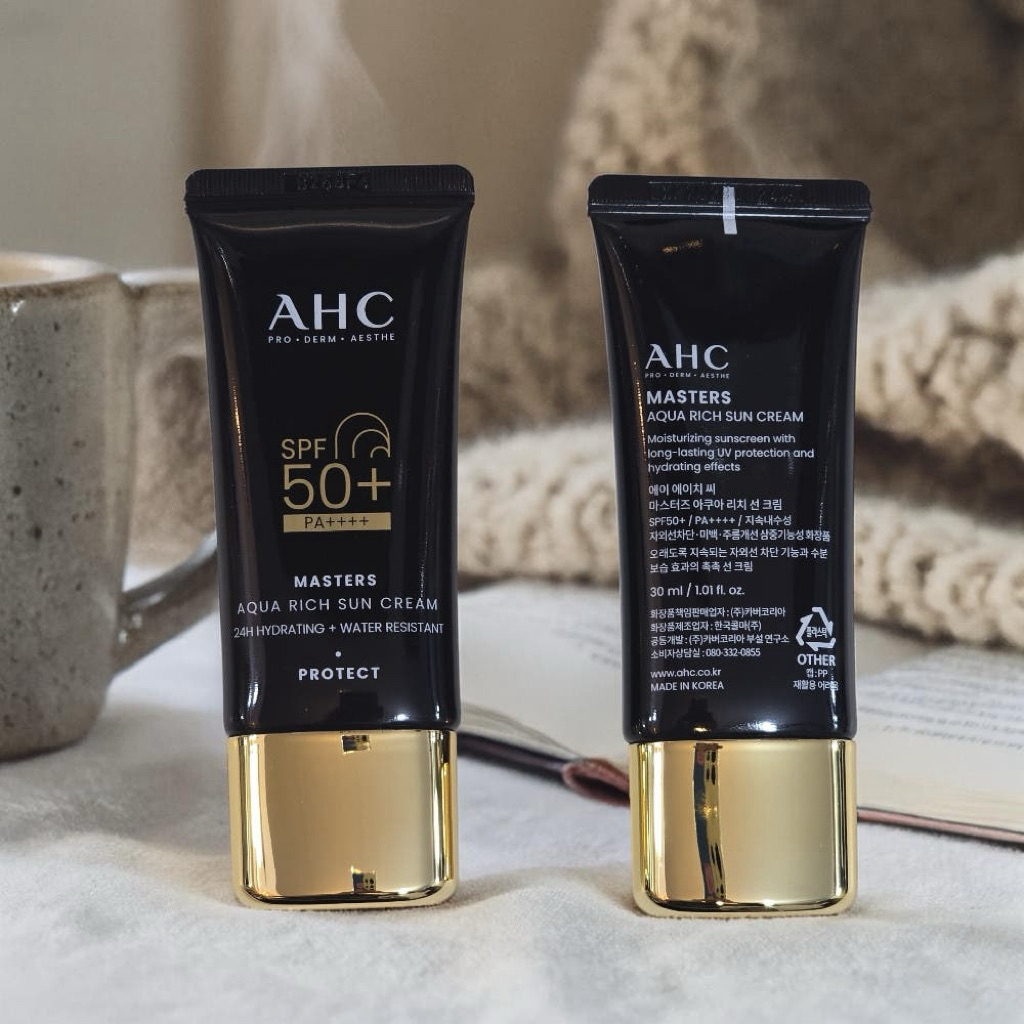 Kem Chống Nắng Dưỡng Ẩm AHC Masters Aqua Rich SPF50+ PA++++ 50,30g & Sun Stick Air Rich Chống Nắng Tiện Lợi Hàn Quốc