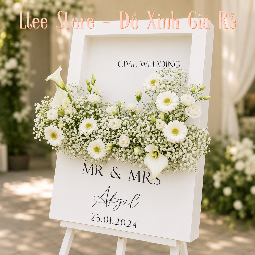Bảng Welcome Đám Cưới Hộp Hoa 3D Cao Cấp Decor Tiệc Cưới Theo Yêu Cầu