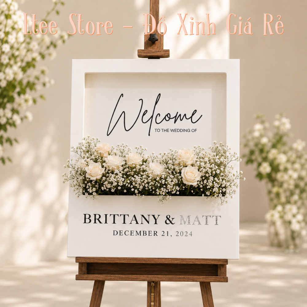 Bảng Welcome Đám Cưới Hộp Hoa 3D Cao Cấp Decor Tiệc Cưới Theo Yêu Cầu