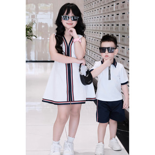 SUJO KIDS-SẴN-Bộ quần áo đôi bé trai bé gái-set quần áo bé trai-váy bé gái/mã A002