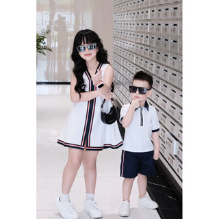 SUJO KIDS-SẴN-Bộ quần áo đôi bé trai bé gái-set quần áo bé trai-váy bé gái/mã A002