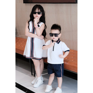 SUJO KIDS-SẴN-Bộ quần áo đôi bé trai bé gái-set quần áo bé trai-váy bé gái/mã A002