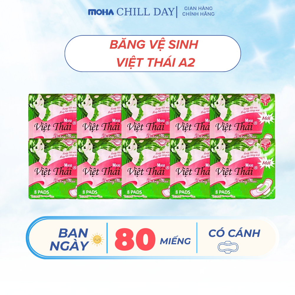 COMBO 10 gói băng vệ sinh có cánh VIỆT THÁI A2 8miếng