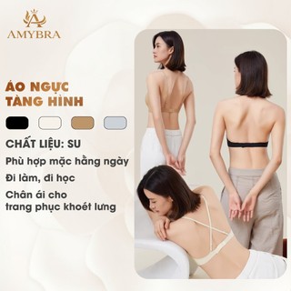 Áo Ngực Nữ Hở Lưng Đúc Su Dây Mảnh Tàng Hình - Áo Lót Nữ Không Gọng Mút 3D Ngăn Chảy Xệ AMYBRA A925