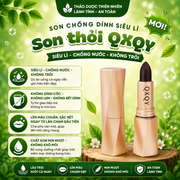 Son chống dính siêu lì QXQY - Son thỏi QXQY chống nước, lên màu chuẩn, chất son mềm mịn không gây khô môi