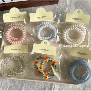 Bộ 2 dây cột/buộc tóc lò xo co dãn nhiều màu sắc dễ thương cho nữ (lưu ý ở phần mô tả)