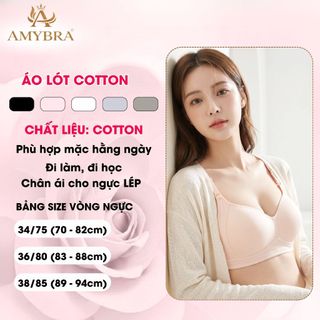 Áo Ngực Nữ Không Gọng Đệm Mút Mỏng – Áo Lót Cotton Mềm Mại Thoáng Mát Co Giãn Êm Ái AMYBRA A838