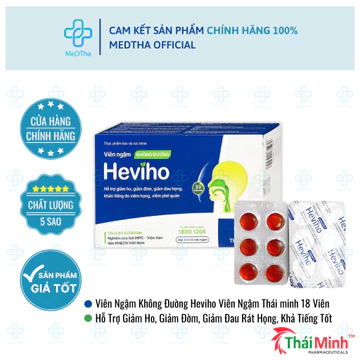 Viên Ngậm Heviho - Hỗ Trợ Giảm Ho, Long Đờm, Giảm Đau Rát Họng Từ Thảo Dược (18 Viên Ngậm)