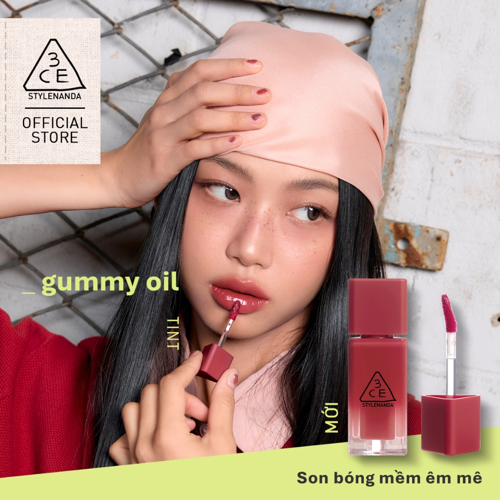 Son Tint 3CE Stylenanda Gummy Oil Tint 4g Chính Hãng - Son Bóng Mọng, Dưỡng Ẩm Môi, Lên Màu Tự Nhiên