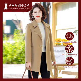Áo Khoác Dạ Ép Cừu Dáng Dài Phong Cách Phương Tây Cho Nữ Trung Niên AD27