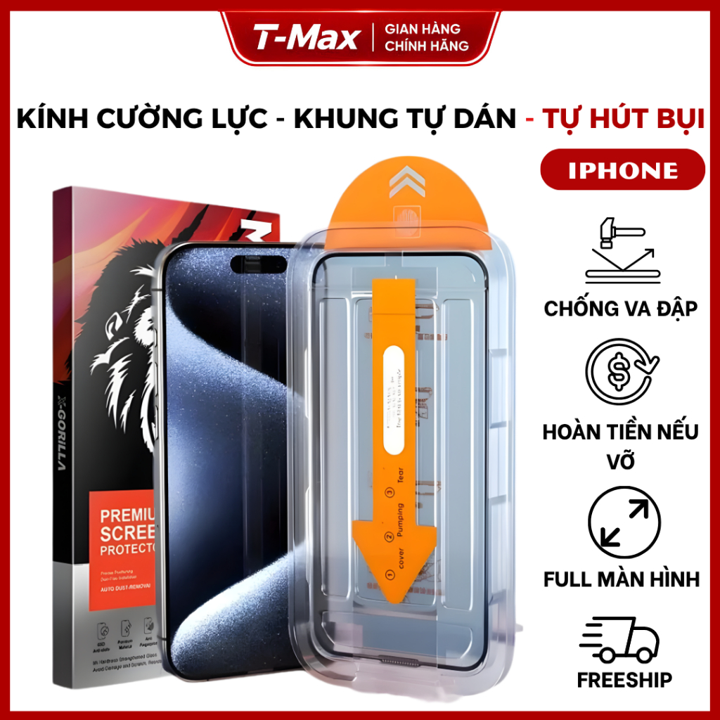Kính cường lực chống nhìn trộm iphone có khung tự dán, tự rút bụi full màn hình cho 16 15 14 13 12 11 X Xs Promax Plus