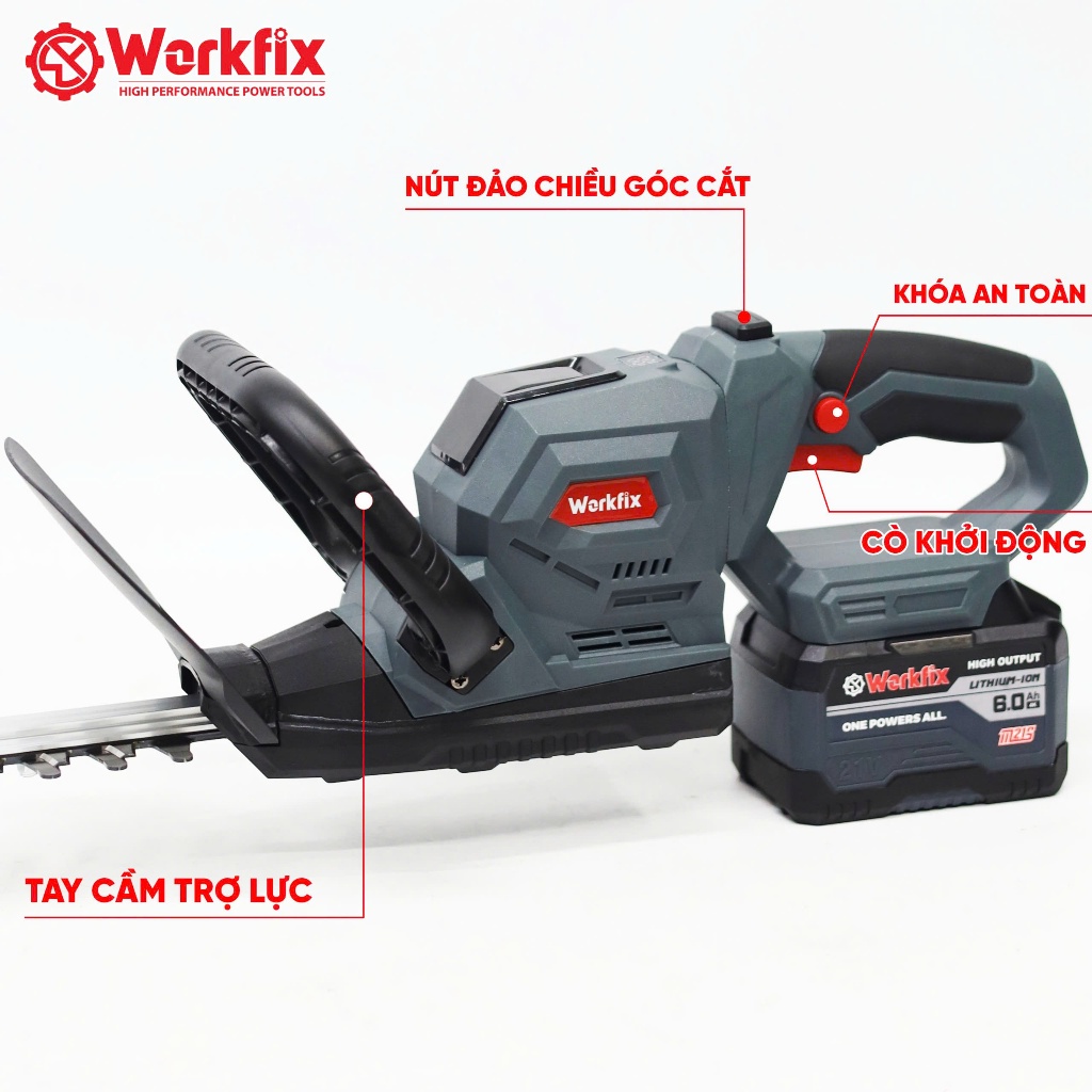 [KÈM PHỤ KIỆN] Máy Cắt Tỉa Hàng Rào, Cây Cảnh Workfix WF-HT560BL Lõi Đồng 100% - Công Suất 600W