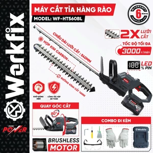 [MẪU MỚI Máy cắt tỉa hàng rào WORKFIX WF-HT560BL Không chổi than, 600W Chân pin phổ thông Quay góc cắt có hiển thị led