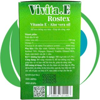 Combo 2 Hộp Vivita.E Rostex Xanh Lá Chai 50 Viên - Rostex - Vinaphar - Vitamin Phục Hồi
