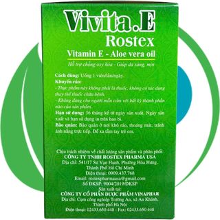 Combo 2 Hộp Vivita.E Rostex Xanh Lá Chai 50 Viên - Rostex - Vinaphar - Vitamin Phục Hồi