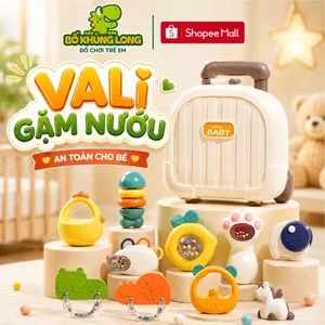 Bộ Đồ Chơi Vali Gặm Nướu BỐ KHỦNG LONG Xúc Xắc Lục Lạc 10 Chi Tiết Cao Cấp Cho Bé Có Thể Tiệt Trùng Có Hộp Đựng