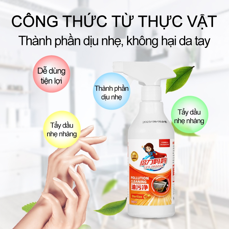 Dung dịch tẩy dầu mỡ, Tẩy Dầu Mỡ Nhà Bếp, Bếp Gas, Bếp Từ, Xoong Nồi, Tường Bếp, Sáng bóng như mới