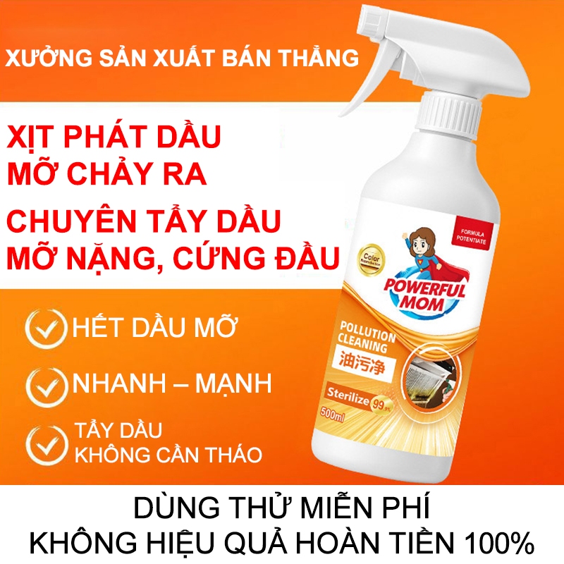 Dung dịch tẩy dầu mỡ, Tẩy Dầu Mỡ Nhà Bếp, Bếp Gas, Bếp Từ, Xoong Nồi, Tường Bếp, Sáng bóng như mới