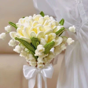 Hoa cưới cầm tay hadmade hoa cưới linh lan tulip hoa cưới màu trắng