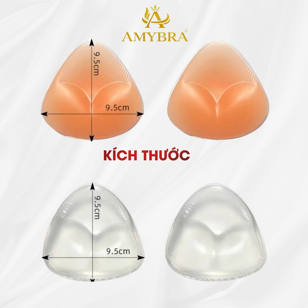 Miếng Độn Ngực Silicon Không Keo Dán, Miếng Đệm Áo Lót Dày 2cm Tự Tin Diện Bikini AMYBRA D352