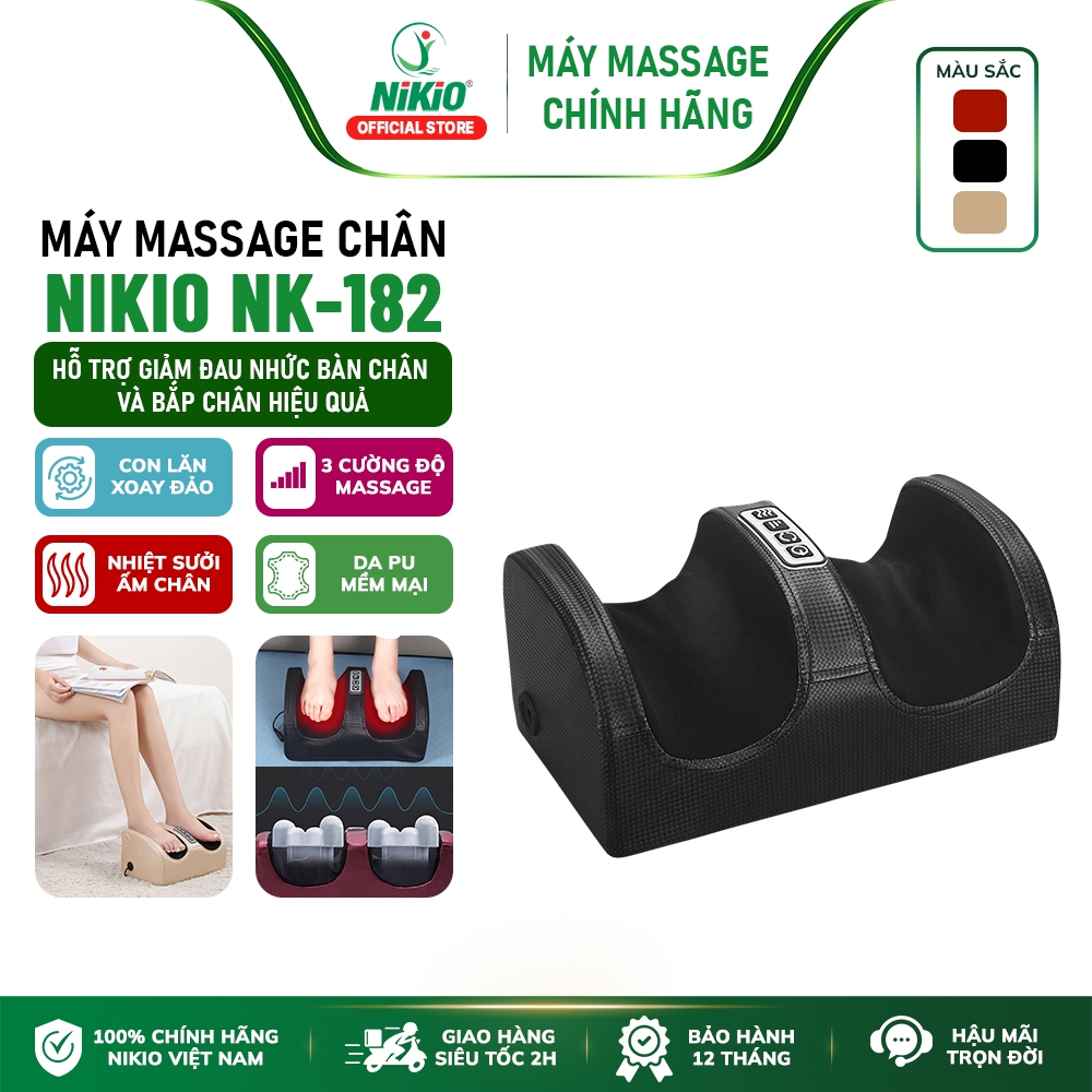 Máy massage lòng bàn chân, bắp chân Nikio NK-182, mát xa bi xoay 360 độ và nhiệt hồng ngoại