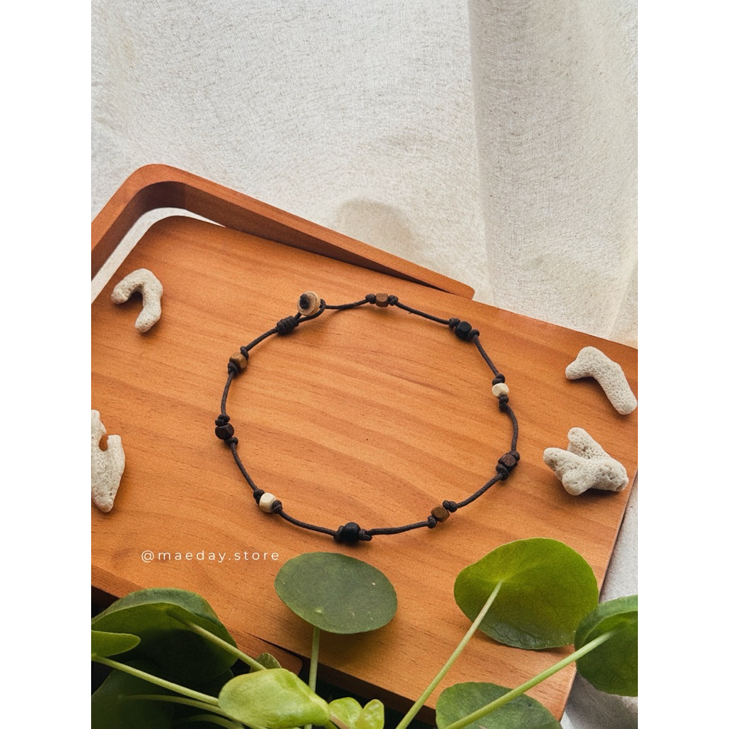 Set vòng Maika - Vòng tay, vòng cổ / dây chuyền đan hạt gỗ thủ công vintage