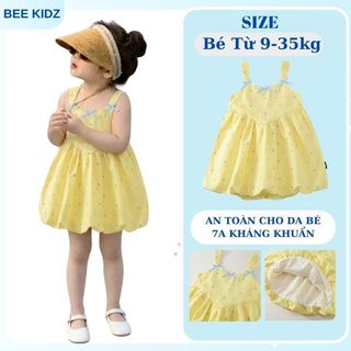 Váy 2 Dây Bé Gái, Váy 2 Dây Bé Gái Chất Liệu Cotton Mềm Mại Phối Nơ Xinh Xắn Nổi Bật