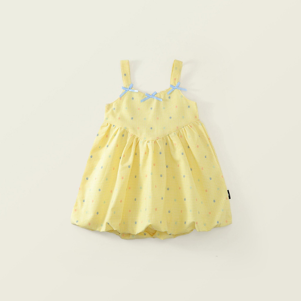 Váy Cho Bé Gái, Váy 2 Dây Bé Gái Chất Liệu Cotton Xốp Thoáng Mát Phối Nơ Nổi Bật Mặc Hàng Ngày