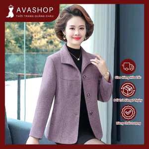 Áo Khoác Dạ Ép Nữ Ngắn Trung Niên AD81