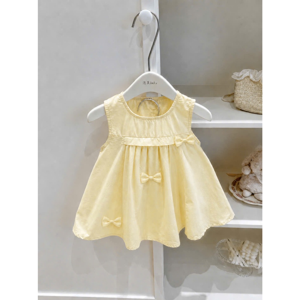 VÁY ĐẦM THỜI TRANG CHO BÉ GÁI CHẤT THÔ HÀN PHỐI NƠ XINH XẮN CHO BÉ GÁI TỪ 9-30KG