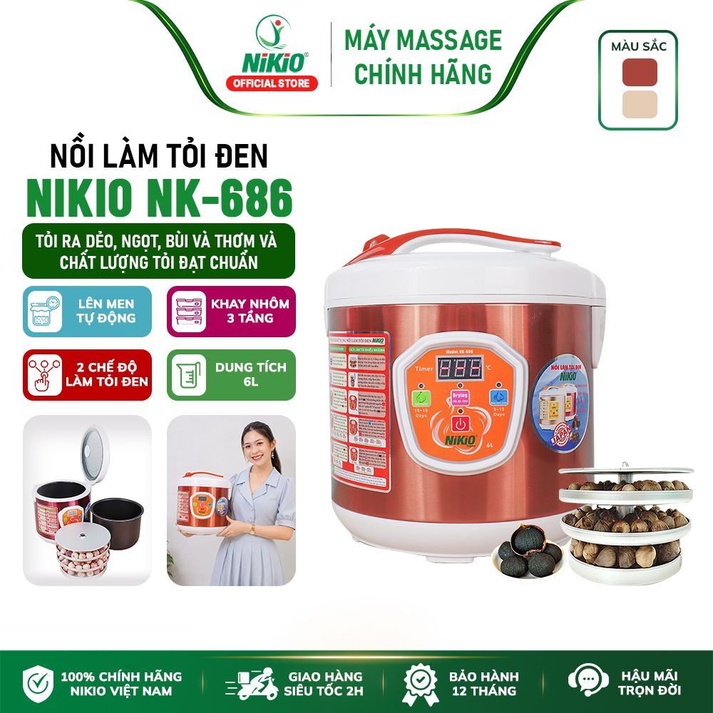 Máy Làm Tỏi Đen Tùy Chỉnh Nhật Bản Nikio NK-686 - Làm được 2kg tỏi đen - Chính Hãng - Cao Cấp