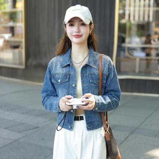 Áo khoác JEAN nữ MOLADY thiết kế túi nắp vai đính đá cao cấp K540