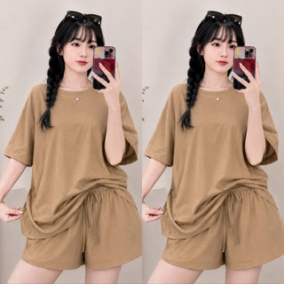 Set Đồ Bộ Bigsize Nữ Áo Phông Rộng Phối Quần Đùi Lưng Chun Form Basic Bộ Mặc Hè SET875