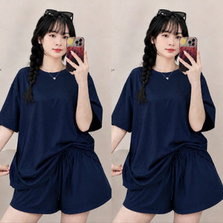 Set Đồ Bộ Bigsize Nữ Áo Phông Rộng Phối Quần Đùi Lưng Chun Form Basic Bộ Mặc Hè SET875