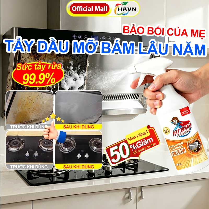 Dung dịch tẩy dầu mỡ, Tẩy Dầu Mỡ Nhà Bếp, Bếp Gas, Bếp Từ, Xoong Nồi, Tường Bếp, Sáng bóng như mới