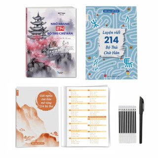 Combo Sách Nhớ Nhanh 214 Bộ Thủ Chữ Hán+Luyện Viết 214 Bộ Thủ Chữ Hán NHT BOOKS(tặng 1 bút 10 ngòi bay màu)
