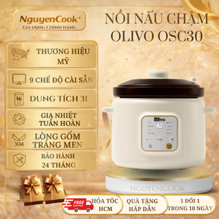 [Chính Hãng] Nồi Nấu Chậm OLIVO OSC30-Dung Tích 3L - Lòng Gốm Tráng Men, BH 24 Tháng - NguyenCook