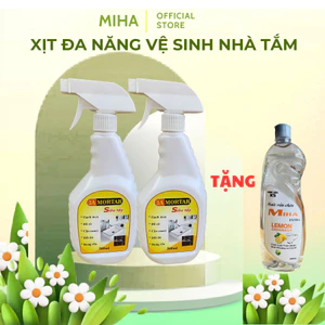 Combo 2 chai xịt đa năng nhà tắm tặng 1 chai nước rửa chén đậm đặc x5 800g