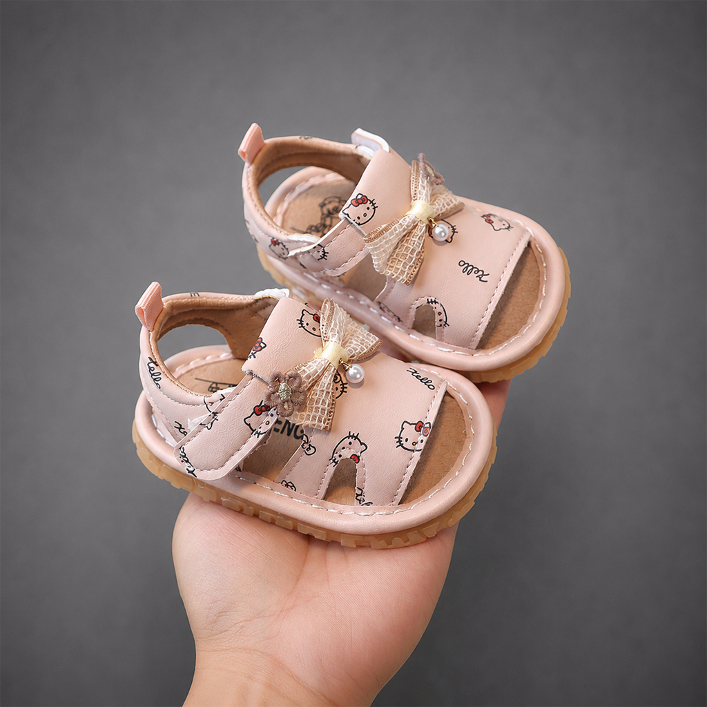 Dép Bé Gái Có Còi KiDuDiDs Size 16-20 Chống Trơn Êm Chân Đính Nơ Hoa Xinh Dễ Thương