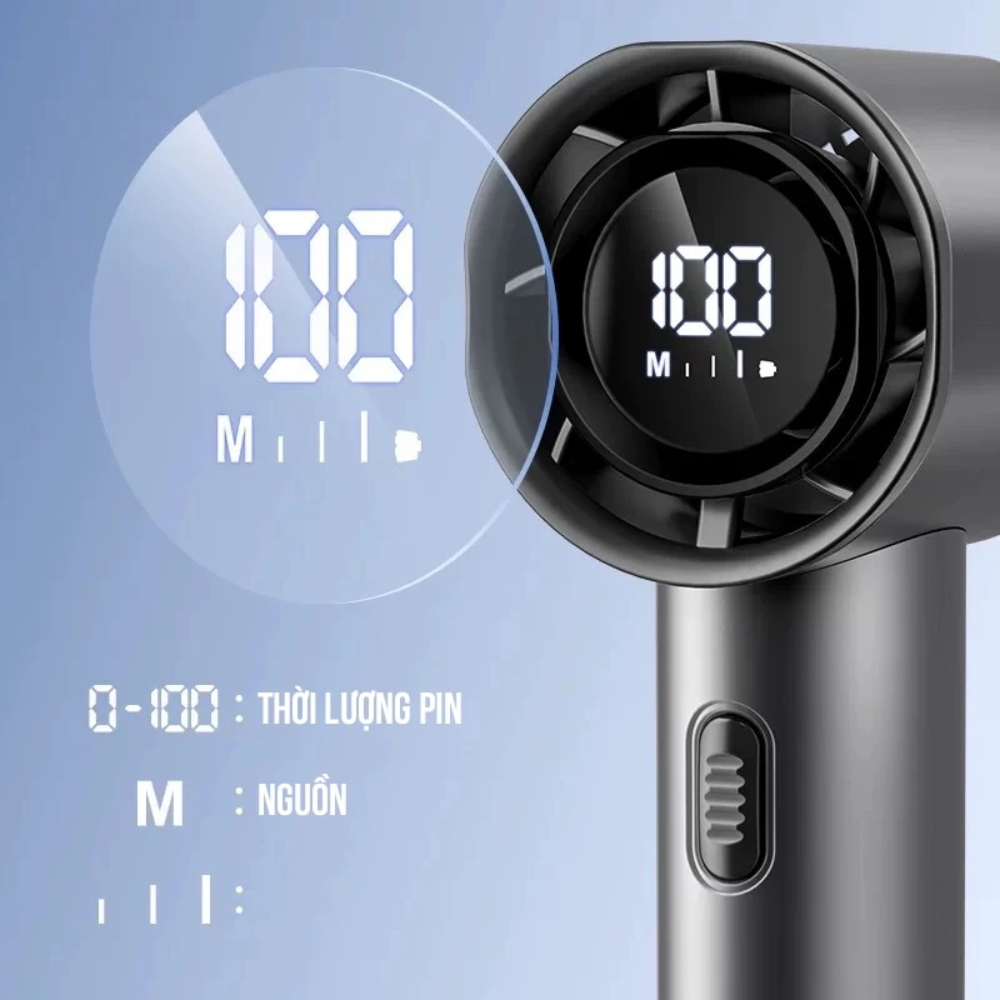 Quạt Tích Điện Mini Cầm Tay S29 Động Cơ Không Chổi Than Làm Mát Tức Thì Màn Hình LED Tặng Dây Đeo