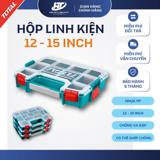 Hộp đựng linh kiện TOTAL TPBX1121, chất liệu nhựa PP, vách ngăn tháo rời, xếp chồng được lên nhau