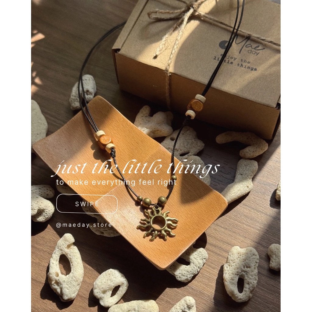 Vòng cổ Hinata- Dây chuyền mặt trời mix gỗ độc đáo tùy chỉnh kích thước