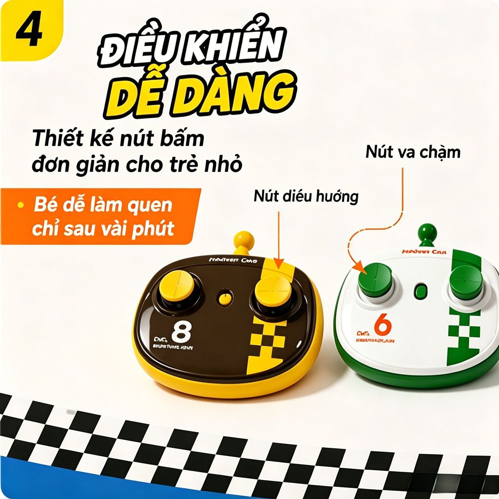 🎉 Xe Đụng Điều Khiển Đa Năng - 2 Người Chơi, Chơi Tại Nhà/Tiệc Sinh Nhật, Sạc Type-C, Bộ Đầy Đủ Cho Bé 6+