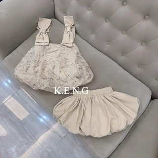 PHẠM THÙY SHOP: SET REN BỒNG HAI DÂY NƠ VAI MIX QUẦN BÍ